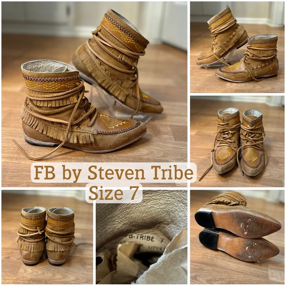 Freebird by Steven Shoes - Tan Fringe Ankle Boots